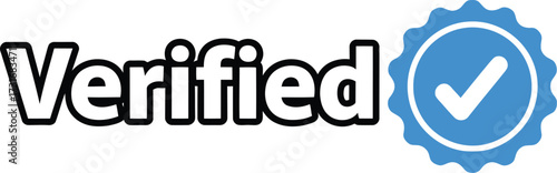 Verified badge symbol with check mark and text vector