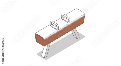 Isometric style illustration of a pommel horse isolated on white ground