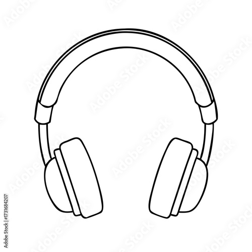 Headphones Line Art - Minimalist Design on White Background