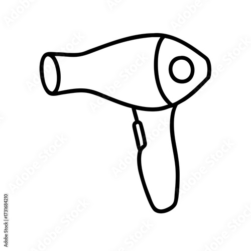 Hair dryer line art, simple black outline, minimalist design