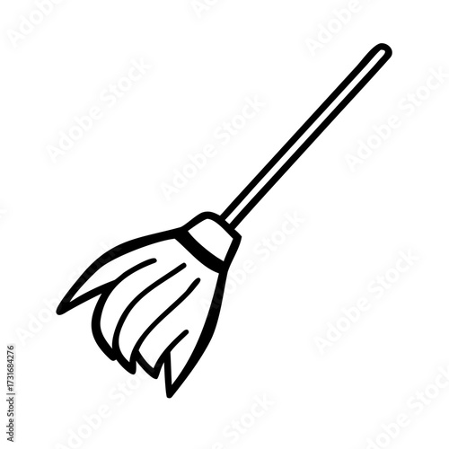 Illustration of a broom isolated on a solid color surface 