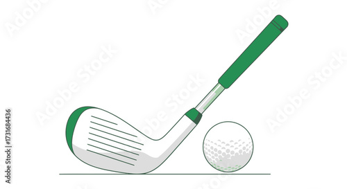 Minimalist Golf Club and Ball Illustration for Sport and Recreation