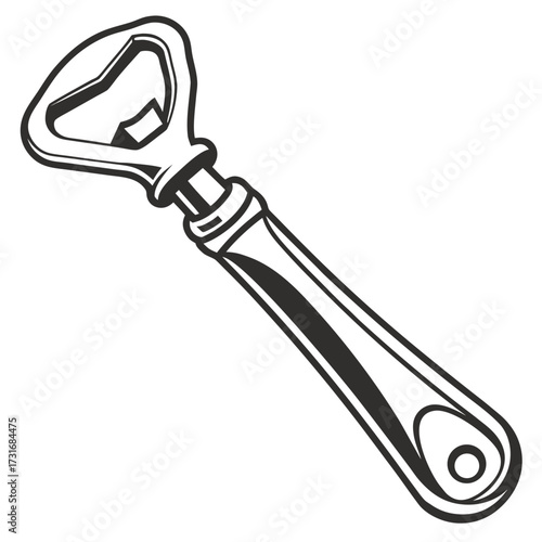 Bottle opener graphic in black and white