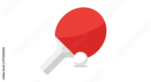 Minimalist Table Tennis Paddle and Ball Illustration on White Background