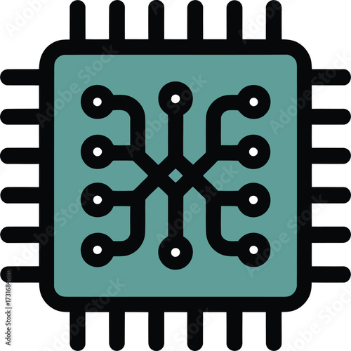 Computer Chip Vector Graphic Intricate Technology Network Processing Design