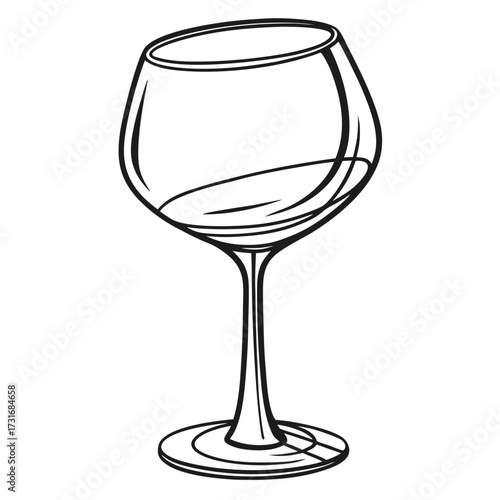 Elegant outline of a wine glass in black and white, perfect for minimalist design.
