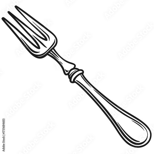 Elegant illustration of a dining fork, suitable for culinary designs 