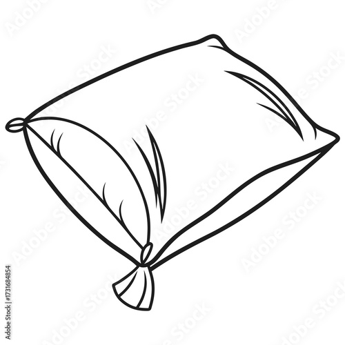 Pillow, black and white line art illustration