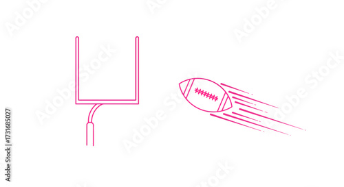 Touchdown celebration with dynamic football soaring towards the goal post, perfect for sports branding and energetic designs, originally scalable vector graphic