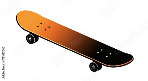 Modern Skateboard Illustration with Abstract Gradient from Orange to Black
