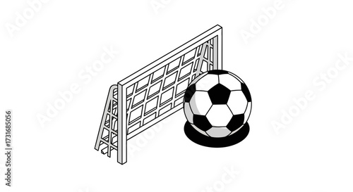 Monochromatic soccer composition with geometric and vector elements