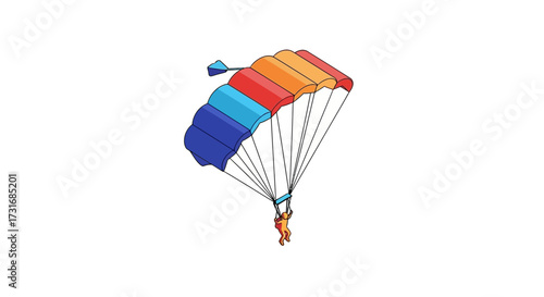 Parachutist descending gracefully with colorful parachute illustration