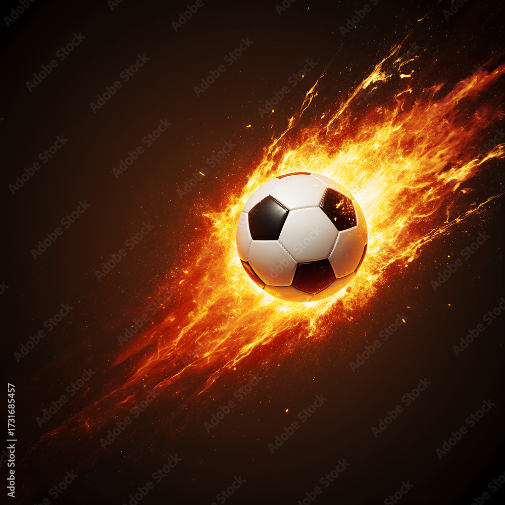 Fototapeta premium soccer ball on fire