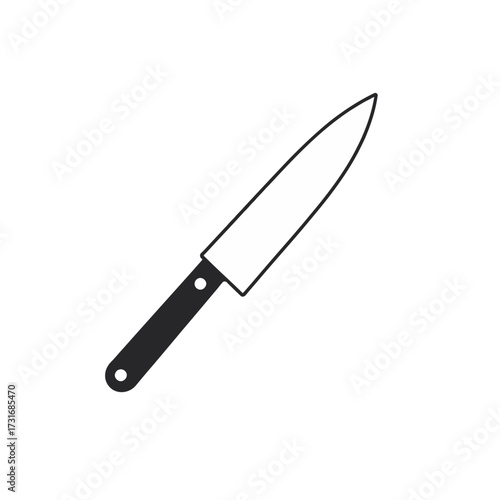 Sharp Kitchen Knife Icon Culinary Cutlery Symbol in Black and White