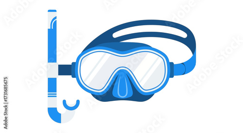 Snorkel and Mask Isolated on White Background, Diving Equipment