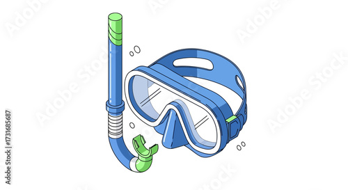 Snorkel gear vector illustration in isometric view, perfect for summer