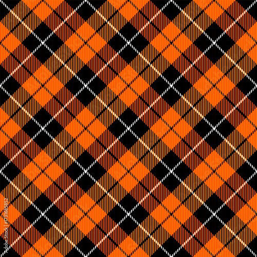 Diagonal tartan Halloween plaid