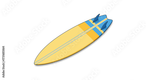 Stylish surfboard illustration featuring retro design with vibrant colors