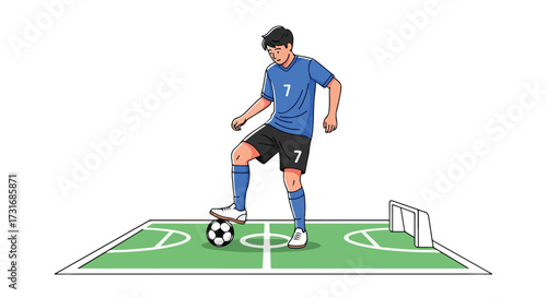 Illustrative depiction of a soccer player mastering ball control on the pitch for skill development and match readiness