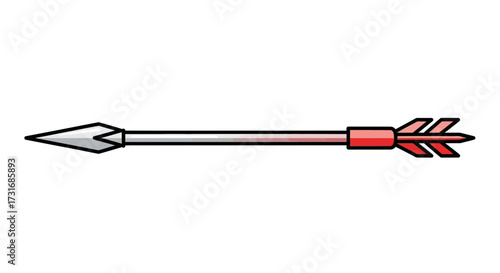 Stylized Archer Arrow with Red and Gray Elements, Isolated on White
