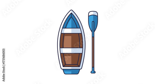 Stylized boat illustration with paddle, perfect for summer vacation scenes