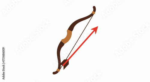 Stylized bow and arrow illustration for archery or hunting concept