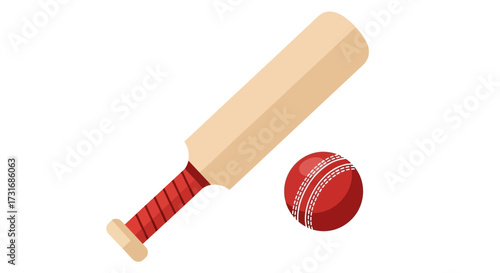 Stylized Cricket Bat and Ball Illustration for Sports Enthusiasts