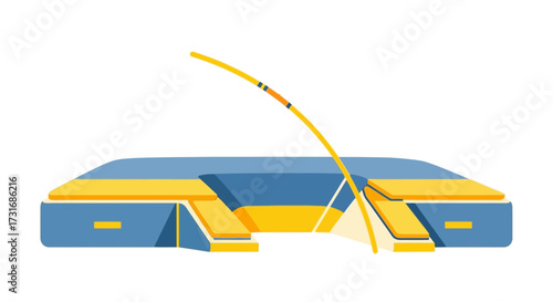 Stylized illustration of equipment for high performance pole vaulting event