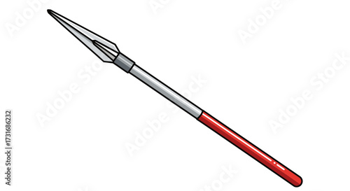 Stylized illustration of a spear with a metal tip and red shaft