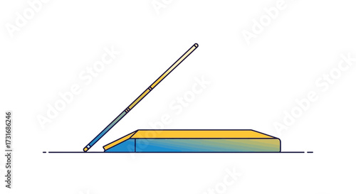 Stylized image of a pole vault setup against a clean white background