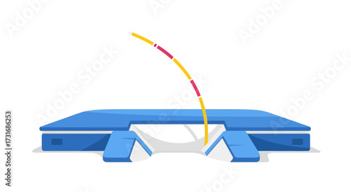 Stylized isolated pole vault landing setup on white backdrop illustration