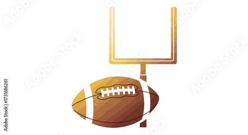 Stylized illustration of football with goalpost, sport and scoring imagery