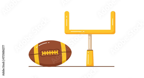 Stylized image showcasing an american football and a golden goalpost