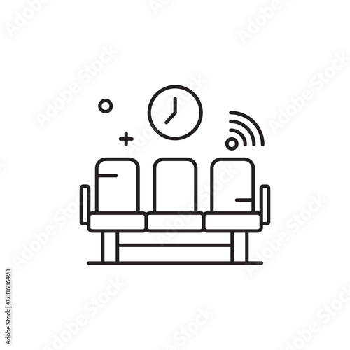 Waiting area or Waiting room icon, hospital or clinic Symbol Outline icon Transparent background Editable Stroke