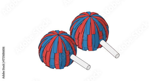 Two spirited pom poms in vector illustration representing team pride