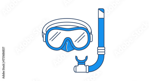 Vibrant blue snorkel gear illustration for summer adventures diving