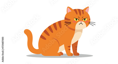 Angry Orange Tabby Cat Illustration with Grumpy Expression.