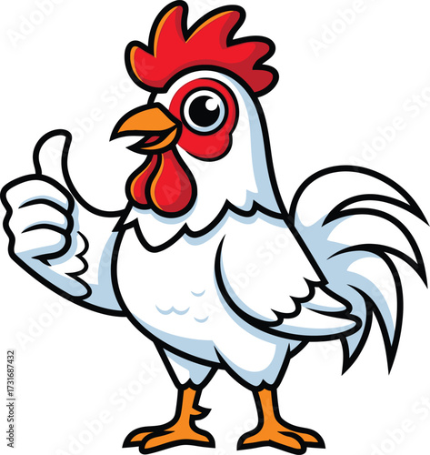 Cartoon chicken giving thumbs up approval sign vector