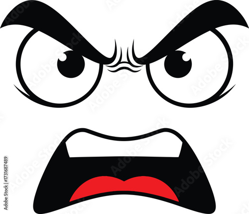 Angry face icon expressing rage and fury vividly vector