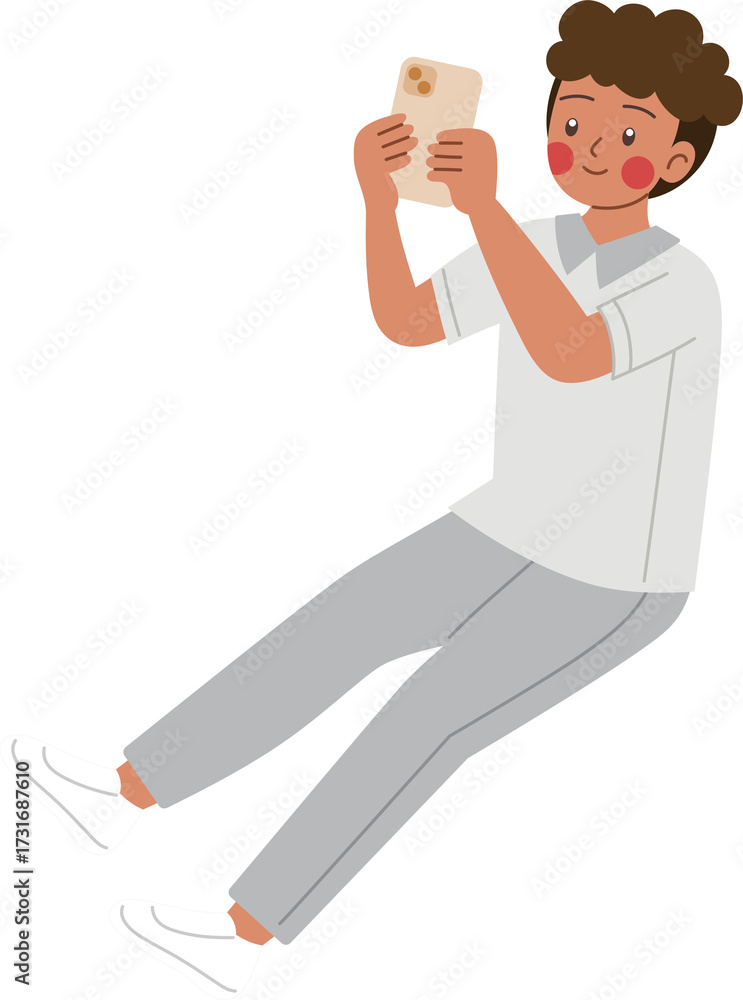 Fototapeta premium kid playing smartphone 