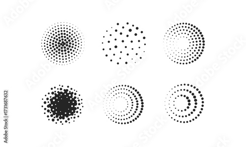 Halftone dot patterns collection for modern graphic design projects