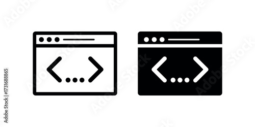 Edit Code Icon, Browser Window Editor Vector for Developers, Web UI, Software, HTML, Programming, App Interface