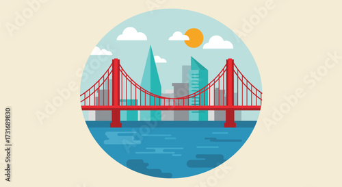 Stylized Illustration of the Golden Gate Bridge in San Francisco.