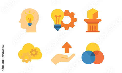 Creative innovation icons flat design set with bright colors and modern concepts