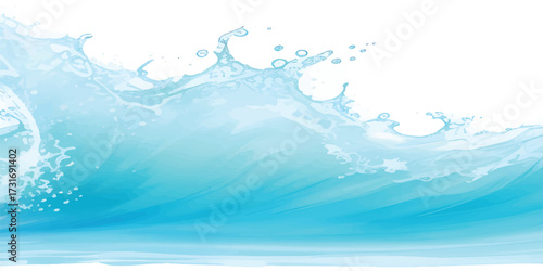 Sea Wave in Blue Ocean with Foam Splash Energy and Flowing Motion Artistic Illustration for Summer Marine Seascape Backgrounds and Coastal Creative Design Concepts