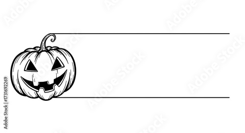 Spooky halloween pumpkin with banner vector illustration for design