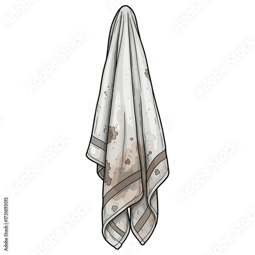 Vector Illustration of Tattered Umbrella in Vintage Style with Weathered Texture