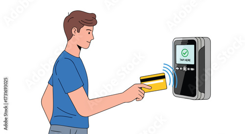 Contactless access and payment illustration depicting modern secure technology and authentication, highlighting convenience and ease of use for