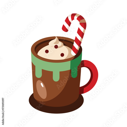 Cup of coffee and hot chocolate in a mug illustration