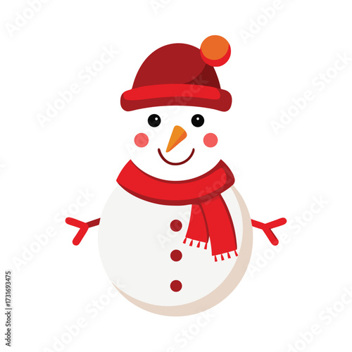 Snowman with red hat and scarf